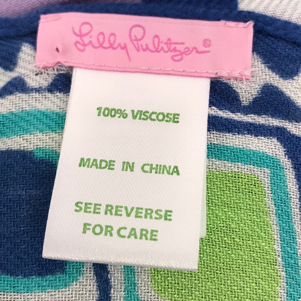 Lilly Pulitzer Blue and Green Scarf - Picture 5 of 6